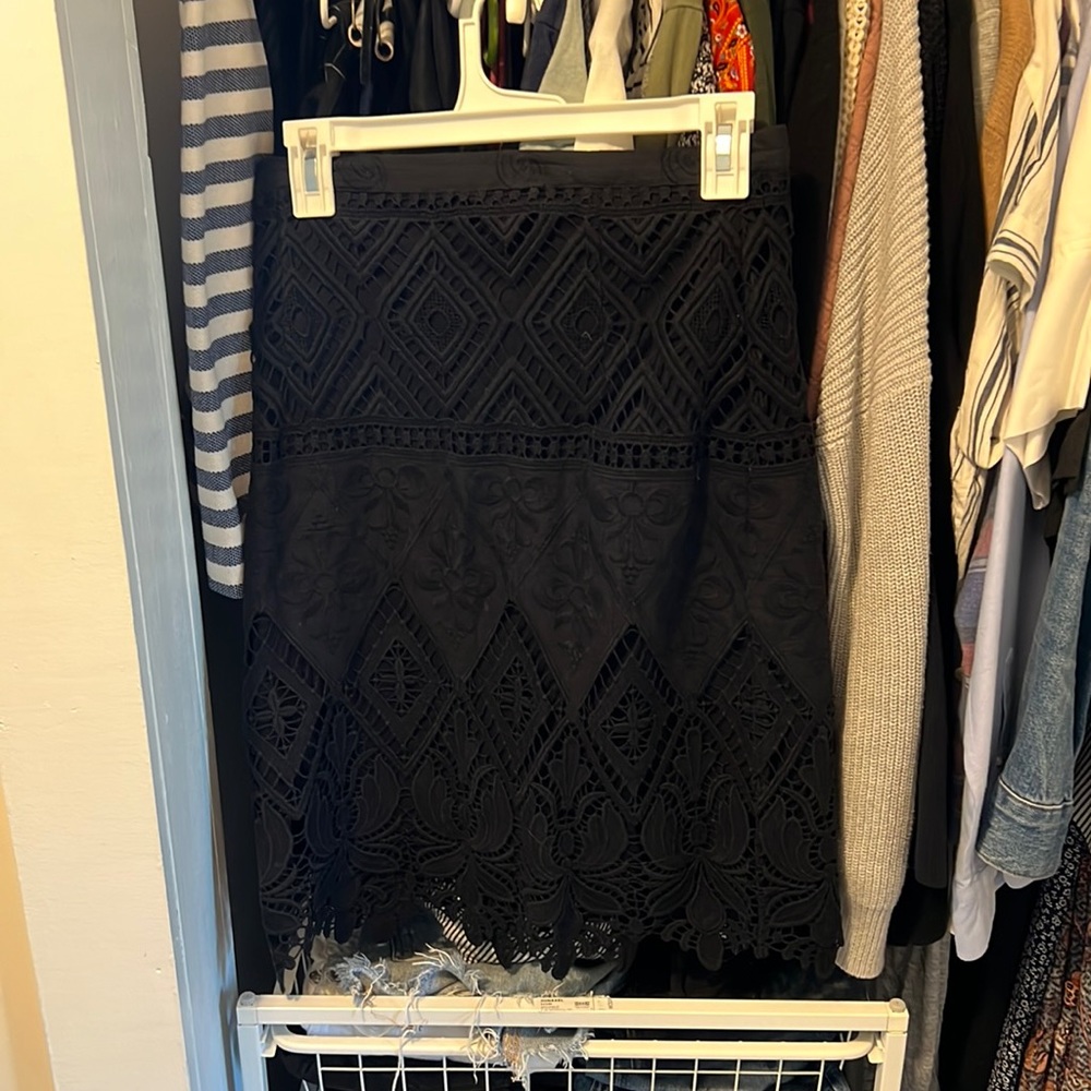 Lace black pencil skirt